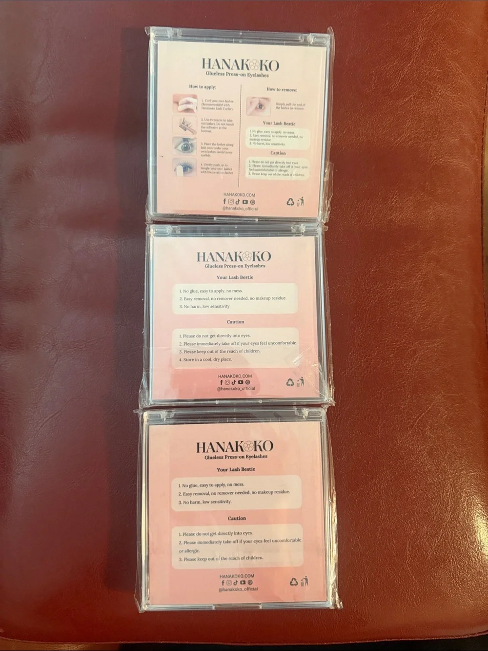 HANAKOKO Glueless Press-On Eyelashes - Lot of 3